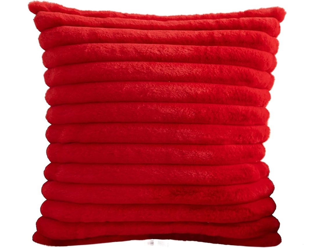 Capa De Almofada Decorativa, 20x20 Polegadas, Em Pele Sintética, Efeito Felpudo Vermelho, Dupla Face, Para Sofá, Cama E Sala Elysve