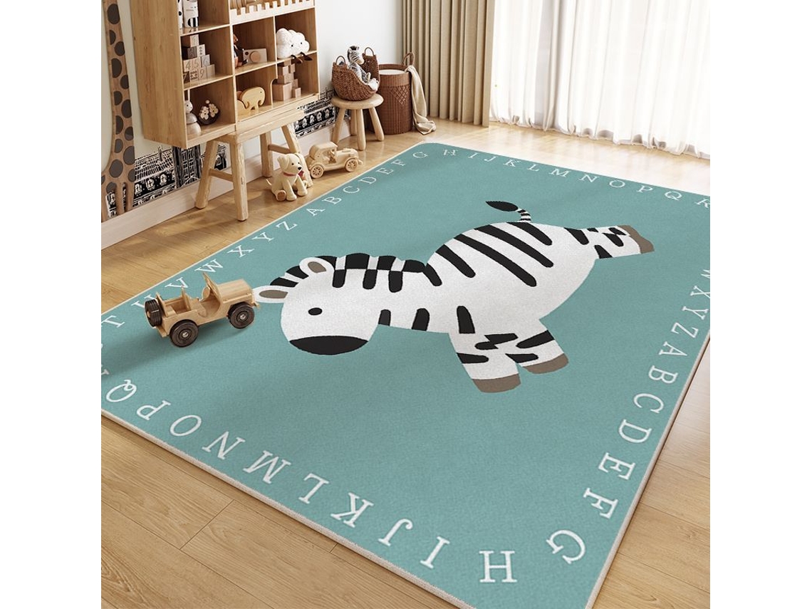 Tapete de Atividades com Alfabeto Animal, Tapete de Engatinhar para Crianças, Tapete Educativo Antiderrapante,zebra/80x120cm GERTIZ