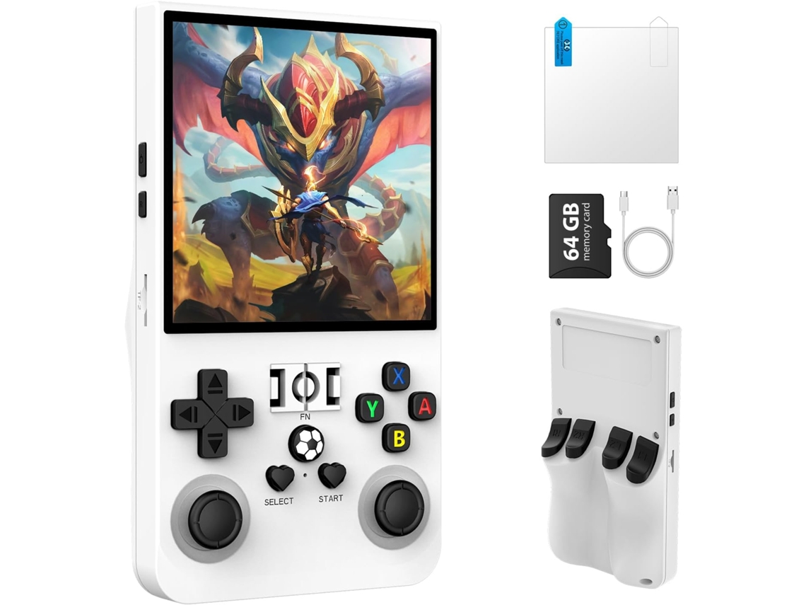 Console de Jogos Portátil Retrô R36max com Tela Ips Hd 4,0 Polegadas, Sistema Linux, Compatível Mais 30 Emula Dores e Cartão Tf 64 Gb VONKELIOS