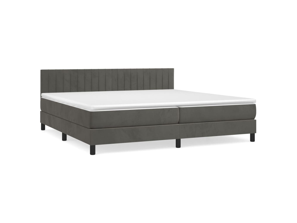 Cama com Molas e Colchão Veludo Cinzento Escuro MAISON EXCLUSIVE (200x200 cm)