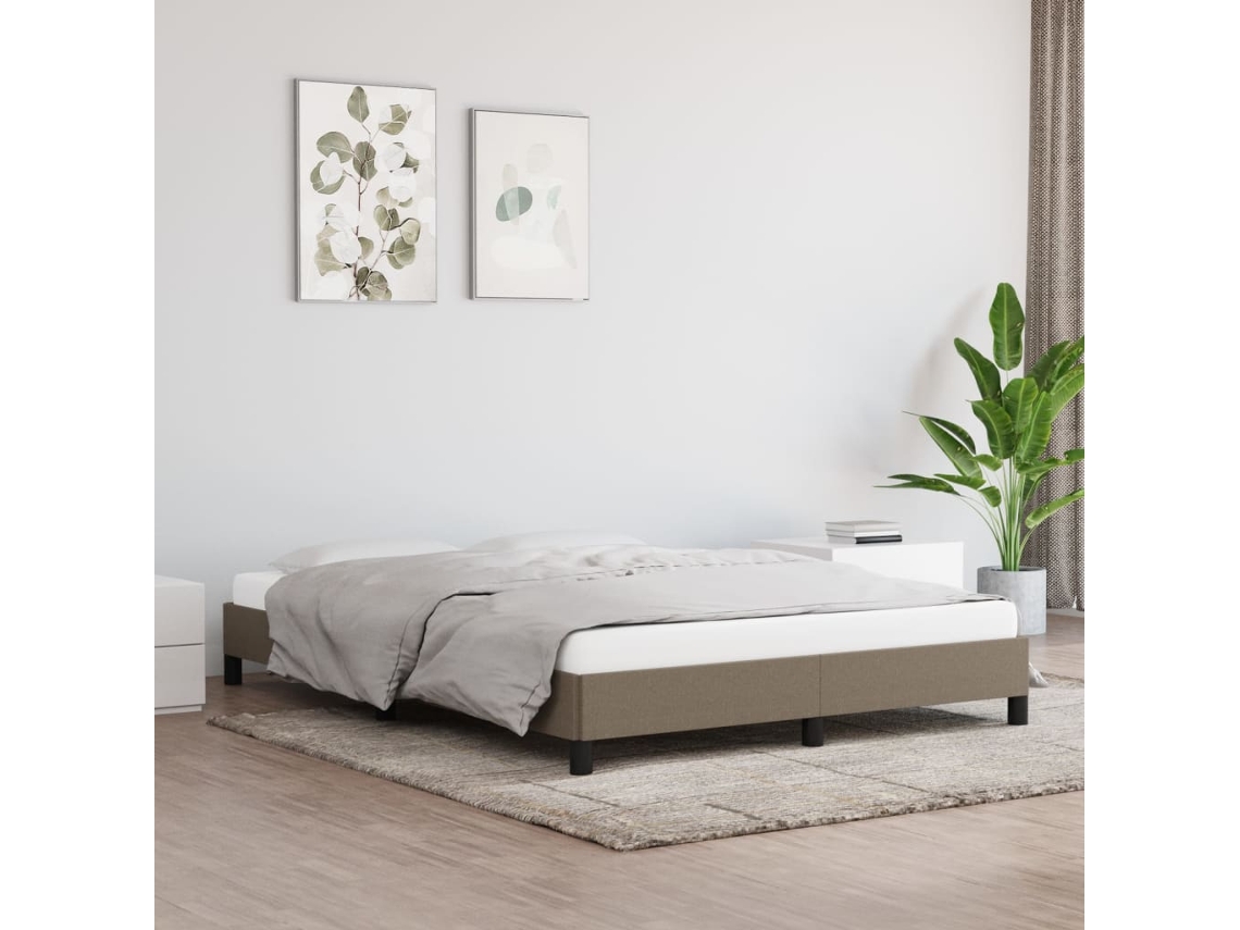 Vidaxl Cama Sem Colchão 140x190 Cm Tecido Castanho-acinzentado