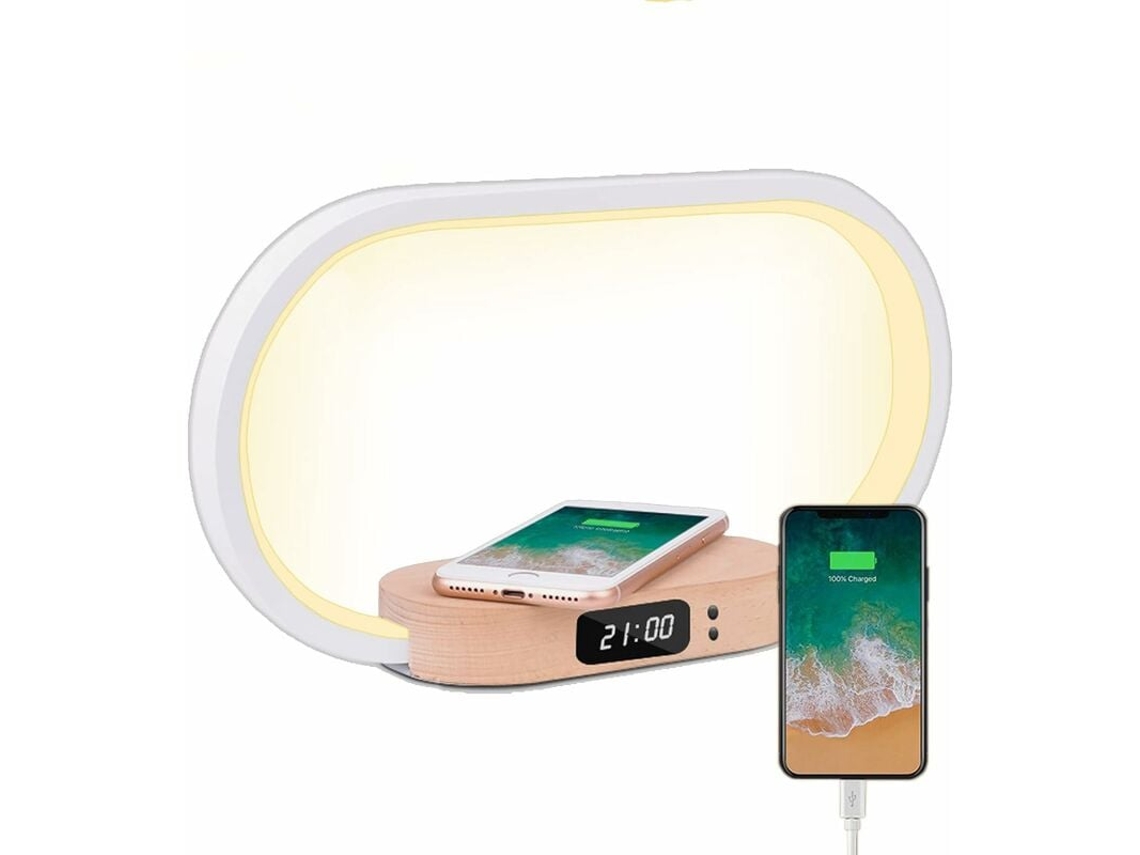 Abajur Multifuncional De Cabeceira, Carregador Sem Fio Rápido E Luminária De Mesa Com Toque Regulável Para Leitura, Luz De Leitura Portátil Led Com Fu