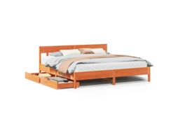Bed Frame, Bed Frames Vidaxl Marrom Madeira De Pinho (200 X 200 Cm)