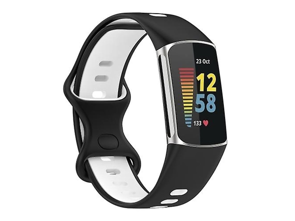 Lurelia Pulseira, Compatível Com Fitbit Charge 5 De Silicone Bicolor Preto Branco