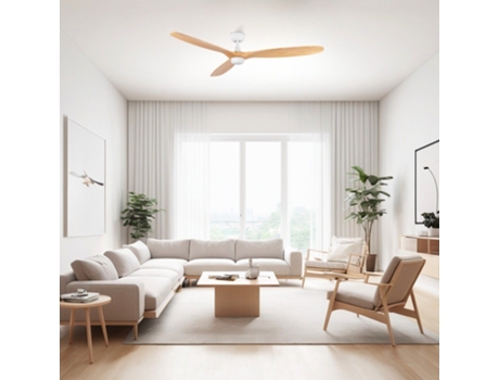 Rowind L Ventoinha De Teto Branca/pinho Com Luz Ã˜152 Cm Ventyly