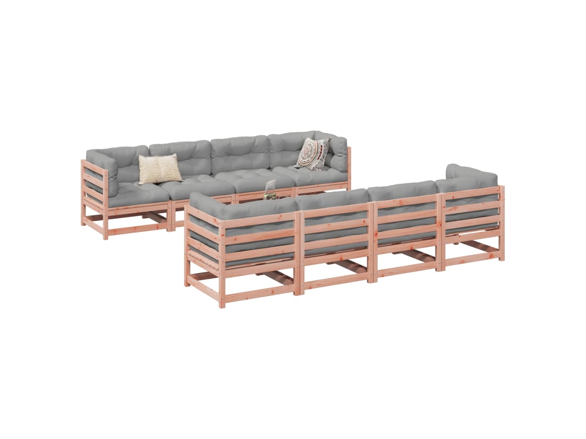 Vidaxl 9 Pcs Conjunto Sofás Jardim Madeira Abeto-de-douglas