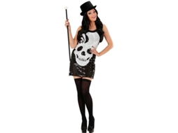 Traje de vestido Skull Smile com lantejoulas para mulher
