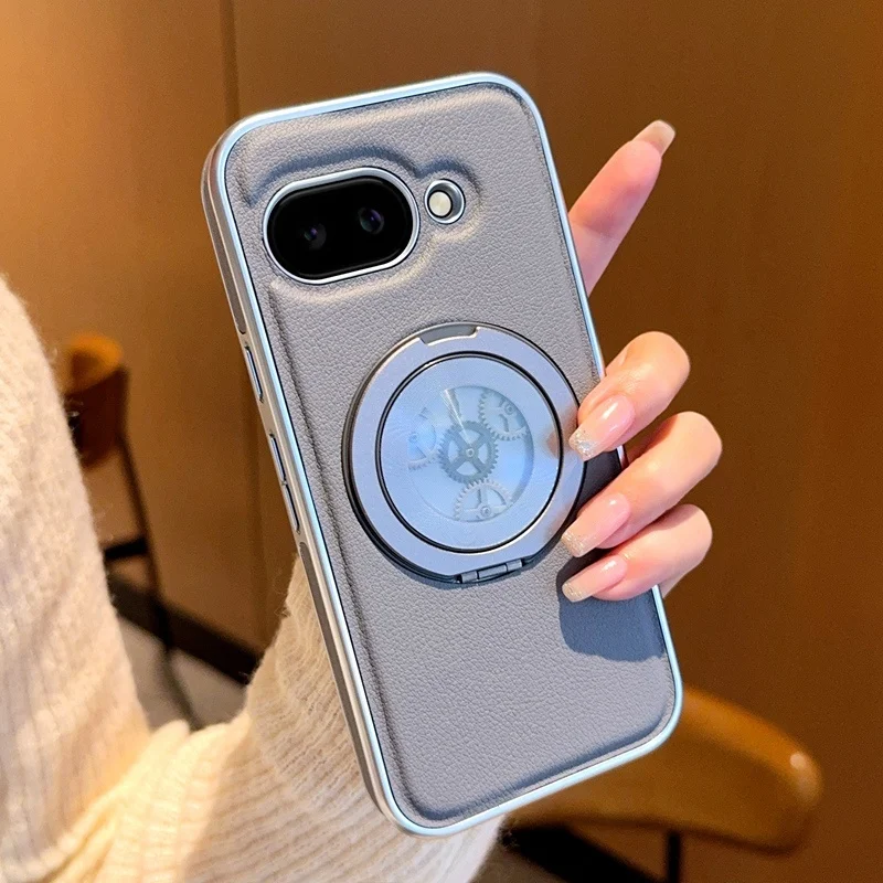 (cinza, Google Pixel 10 Pro) Capa Protetora Em Couro Vegano Que Alivia O Estresse, Com Forte Fixação Magnética De 360° E Suporte De Metal.