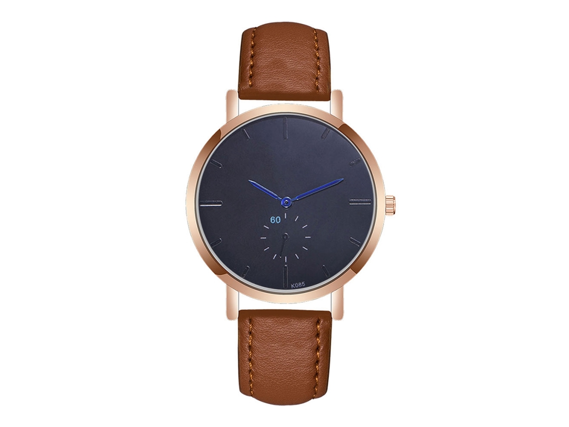 Reloj Analógico De Cuarzo Con Correa De Cuero Pu Hombre Para Negocios Y Deportes (café Claro)