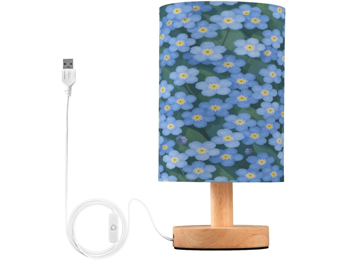 Abajur De Mesa Azul Não Me Esqueças Con Porta Carregamento USB