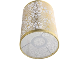 Lâmpada de Tecido Branco com Flores Douradas, Soquete E27, Acessório para Abajur, Luminária de Tambor para Plantas, Compatível com Lâmpadas. SFUSHOS