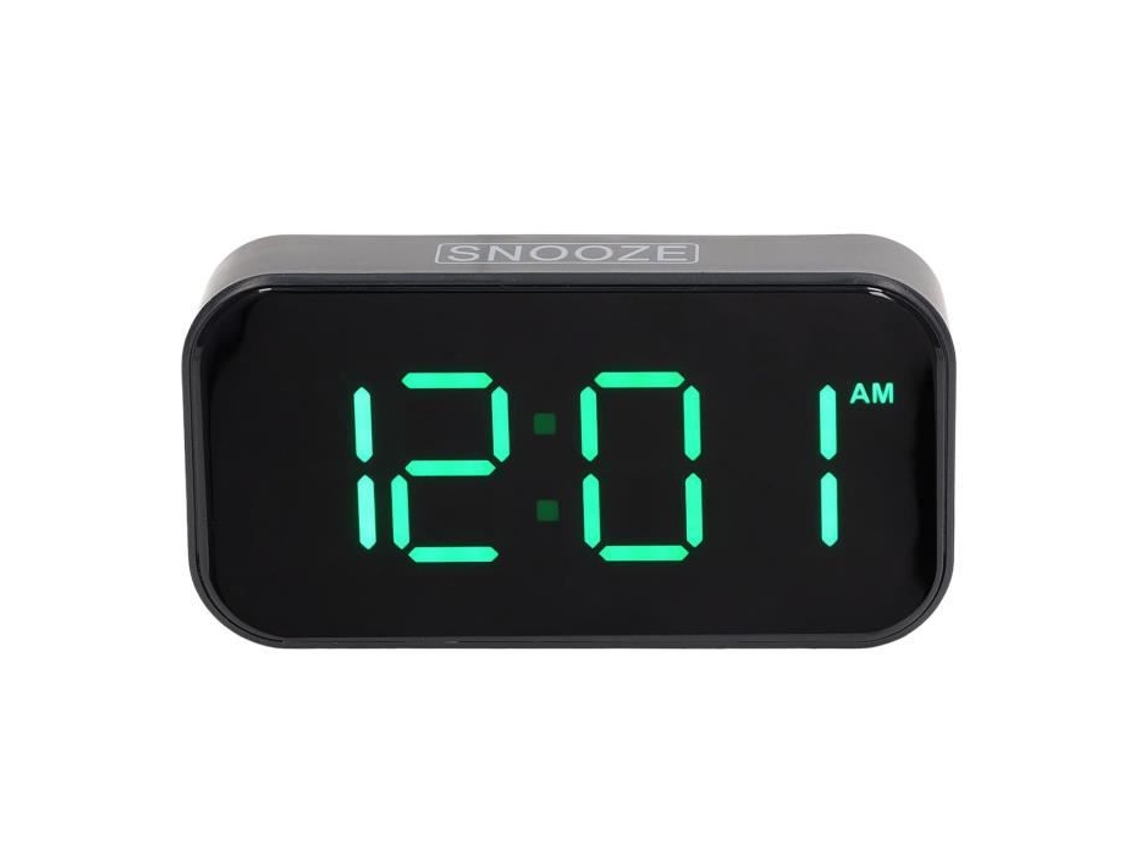 HURRISE Despertador Digital Led Despertador Usb 12/24 Horas Tela Cheia Led Carregador Usb Led Despertador Luminária Pêndulo Luz Verde