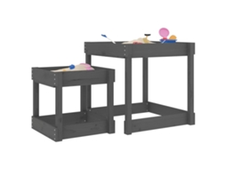 Vidaxl Mesas De Areia 2 Pcs Madeira De Pinho Maciça Cinzento