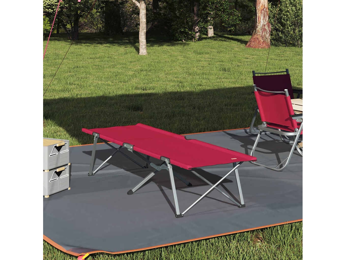 Vidaxl Cama De Camping Dobrável Manual Vermelho 194 X 62,5 X 42,5 Cm