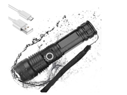 Lanterna Tática L Recarregável De 2700 Lúmens Lanterna Portátil E Com Zoom Para Exterior Ipx5 Resistente À Água Com 5 Modos Preta*