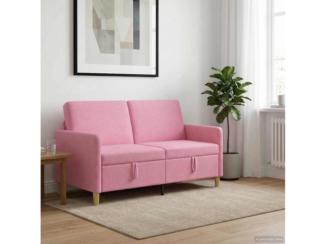 Vidaxl Sofa Com Armazenamento Rosa 152 X 78 X 87 Cm Poliéster