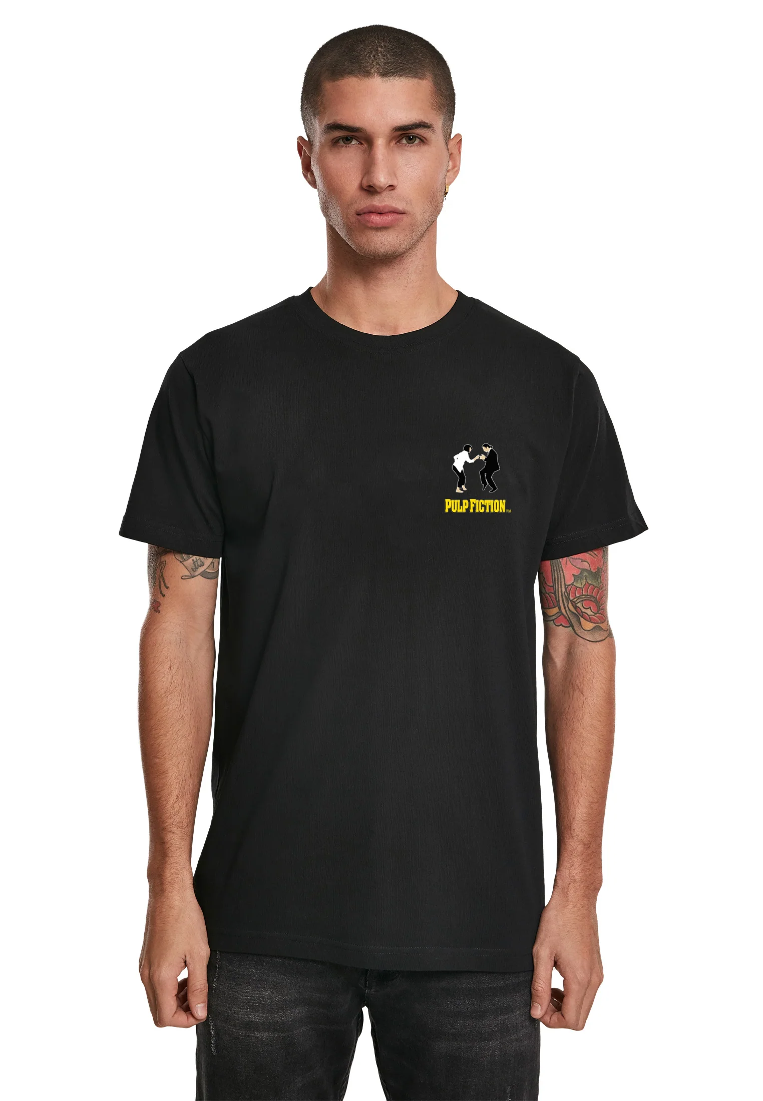Rockinstone Men's T-shirt Pulp Fiction Vince Mia Graphic Print Tee Black Size:xxl