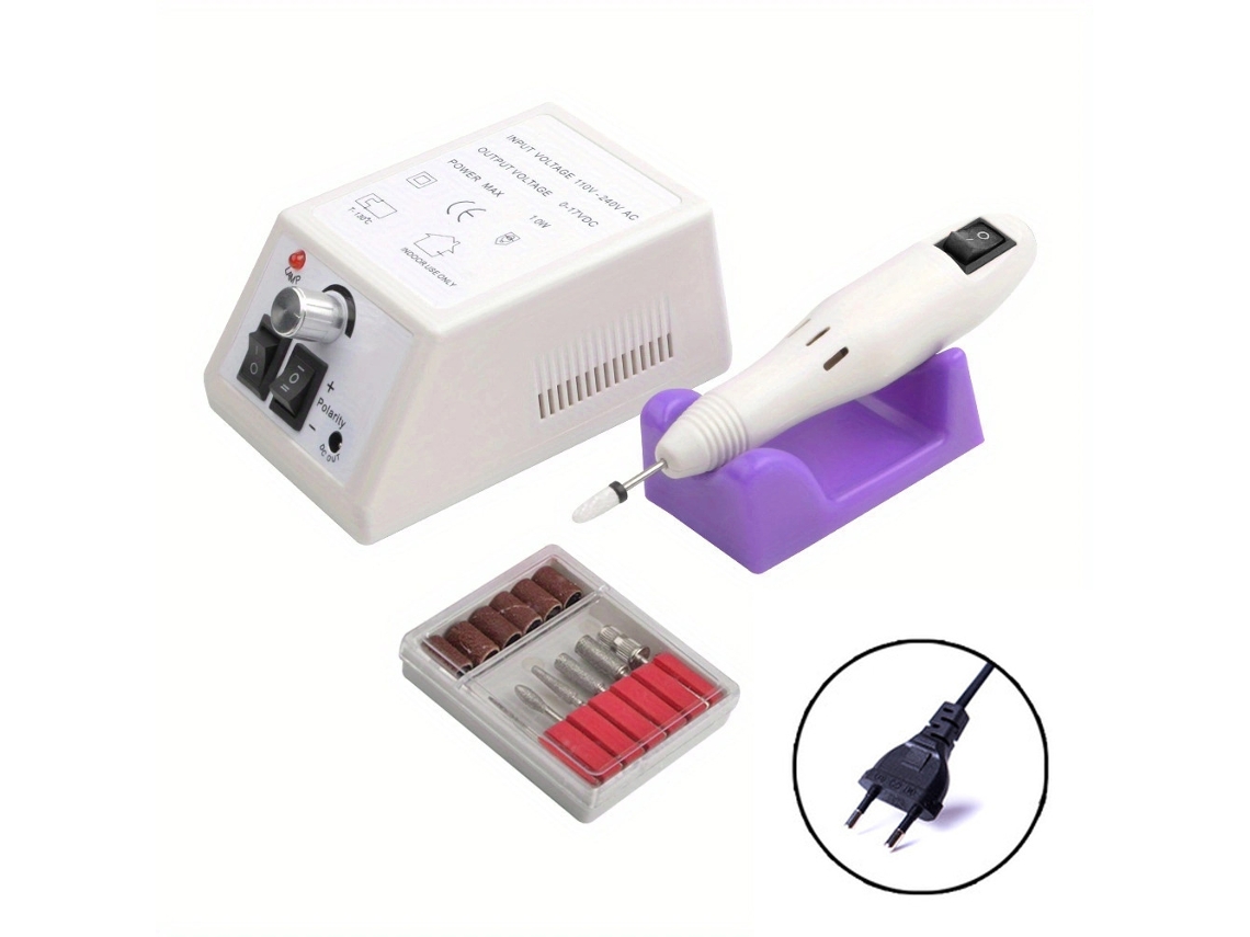 Lixa Elétrica Para Unhas, Com 12 Acessórios, Cor Branco