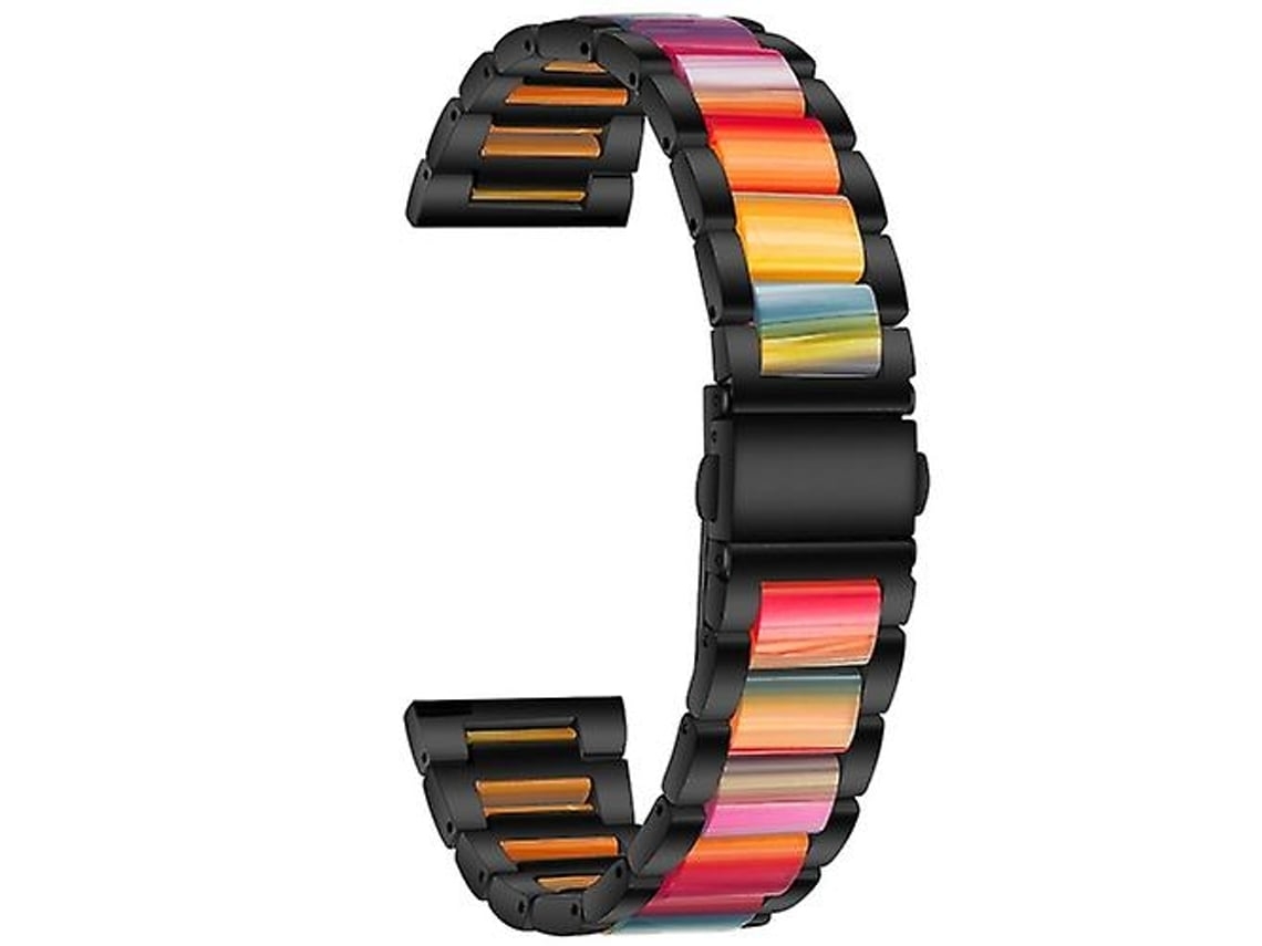 Pulseira De Resina 20 Mm, Compatível Com Garmin Venu/ Vivoactive 3 Music, Preta/ Arco - Íris.