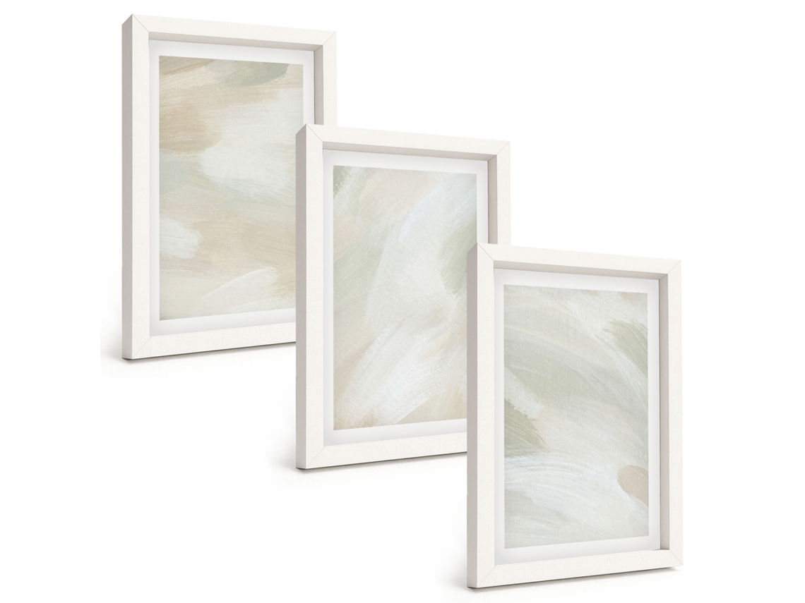 Galeria De Pinturas Murais Tinturas Abstratas Boho Vibrantes Moldura Branca Fotos Para O Corredor Espelharte (3 Peças 20x30 Cm)
