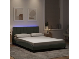 Vidaxl Estrutura De Cama Com Led Sem Colchão Hanko 120x200 Cm Veludo Cinzento-claro