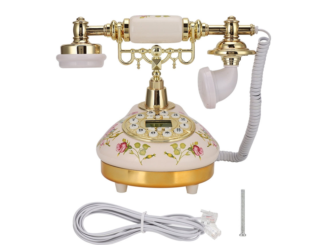 Aetheria telefone Cerâmica Rosa Retro com Base Redonda, Id Chamada e Calendário para Decoração Residencial