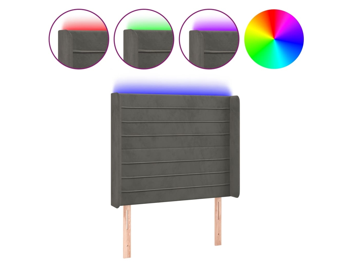 Cabeceira de Cama com Luzes Led Veludo Cinza escuro MAISON EXCLUSIVE (93x16x118 cm)