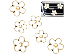 6 Clips de Ar Condicionado Flor Margarida Aromatizador Carro Decoração Interior Carro (3 Cm, 3.3 Cm)