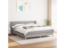Vidaxl Cama Com Molas/colchão 180x200 Cm Tecido Cinzento-claro