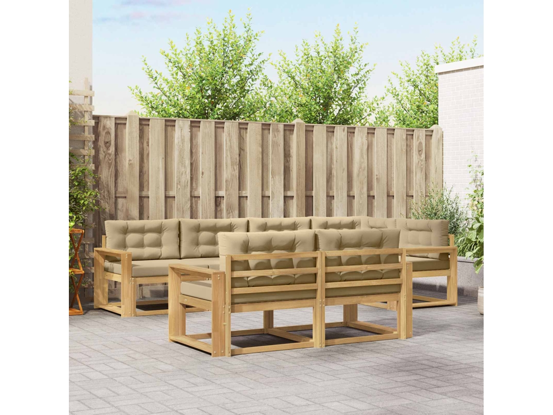 Vidaxl Conjunto De Sofás Para Exterior 6 Unid. Branco E Bege Poliéster