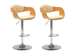 Bancos de Bar 2 Pcs Madeira Curvada e Couro Artificial Creme MAISON EXCLUSIVE