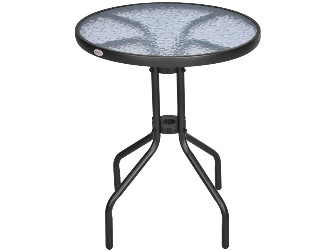 Mesa Redonda Metal Vidro Ø60x70cm Jardim VELTRIX