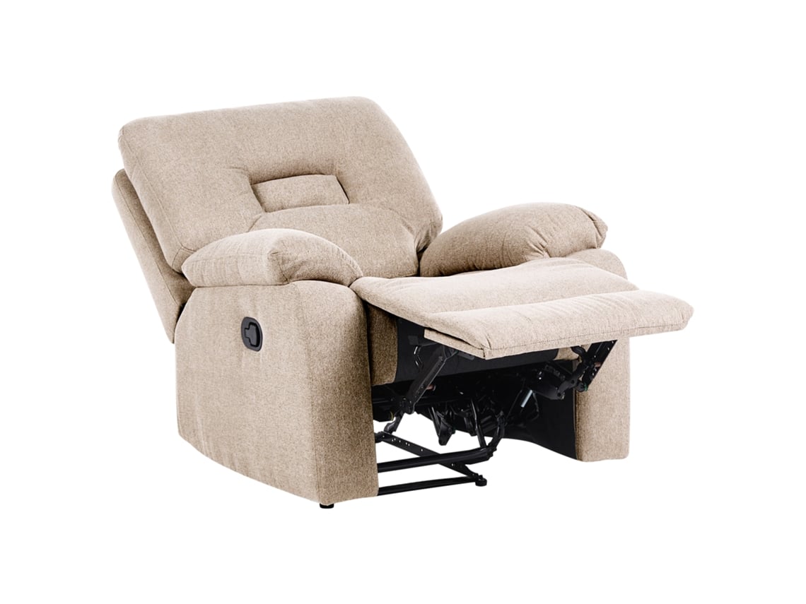 Sillón Reclinable Beliani Bergen De Tela Beige 90x72x101