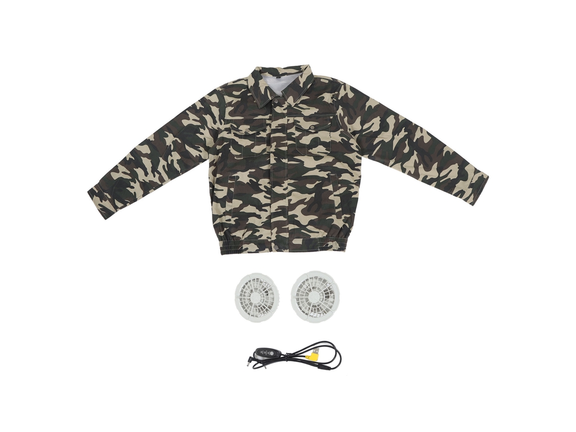 Mali roupa com Ar Condicionado Camuflagem Jaqueta com Ventilador 3 Velocidades Protetora Solar Manga Longa Tamanho L