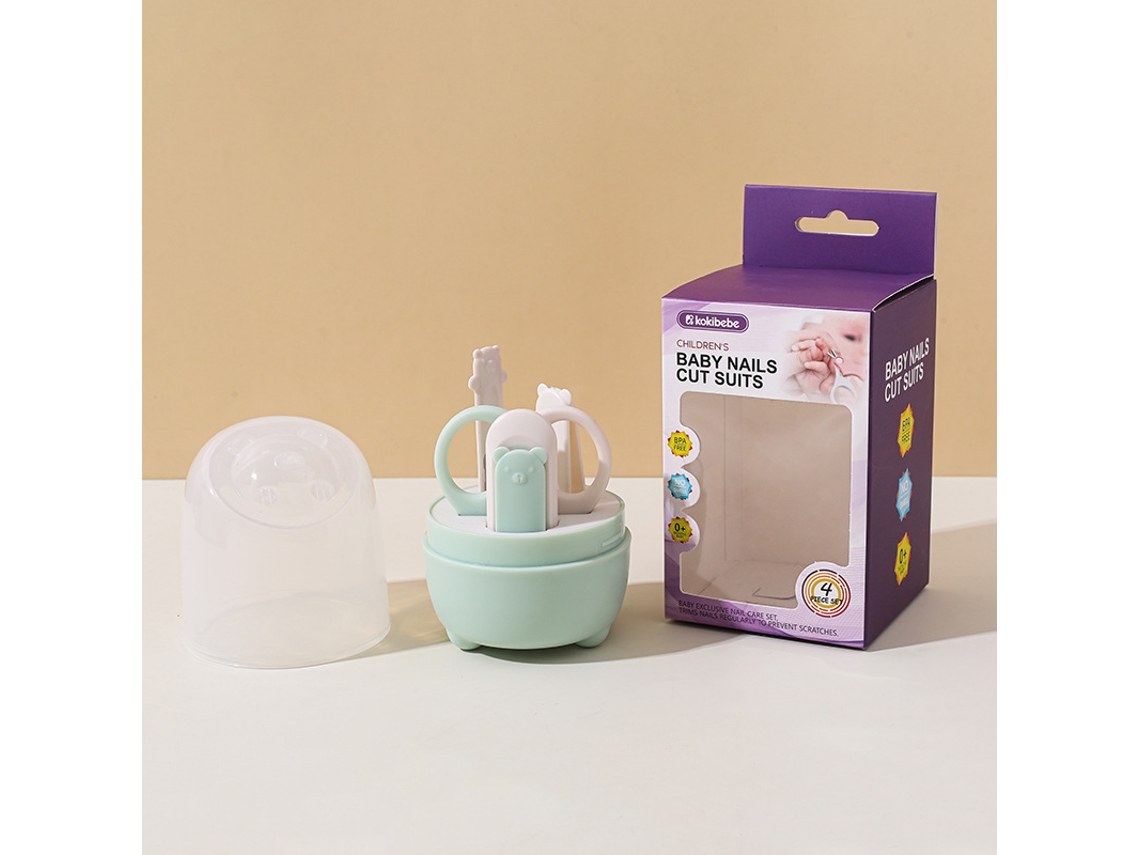 Conjunto de 4 Peças de Corte de Unhas do Bebê AOZORZ (verde 14*7*7cm)
