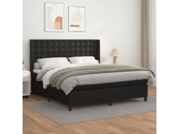 Vidaxl Cama com Molas/colchão 180x200 Cm Couro Artificial Preto