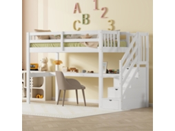 Cama Alta Infantil 90x200 Branca Com Gavetas Escrivaninha