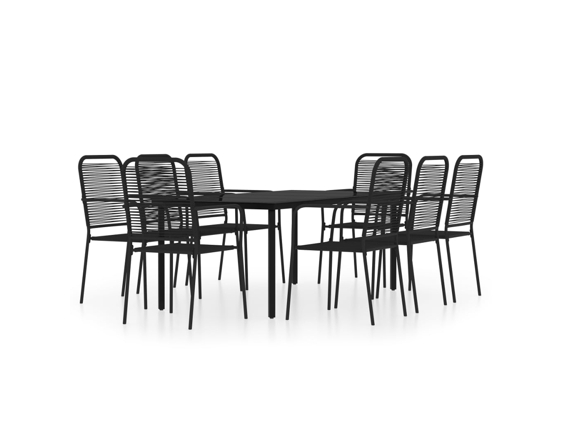 Maison Exclusive - 9 Pcs Conjunto De Jantar Para Jardim Preto