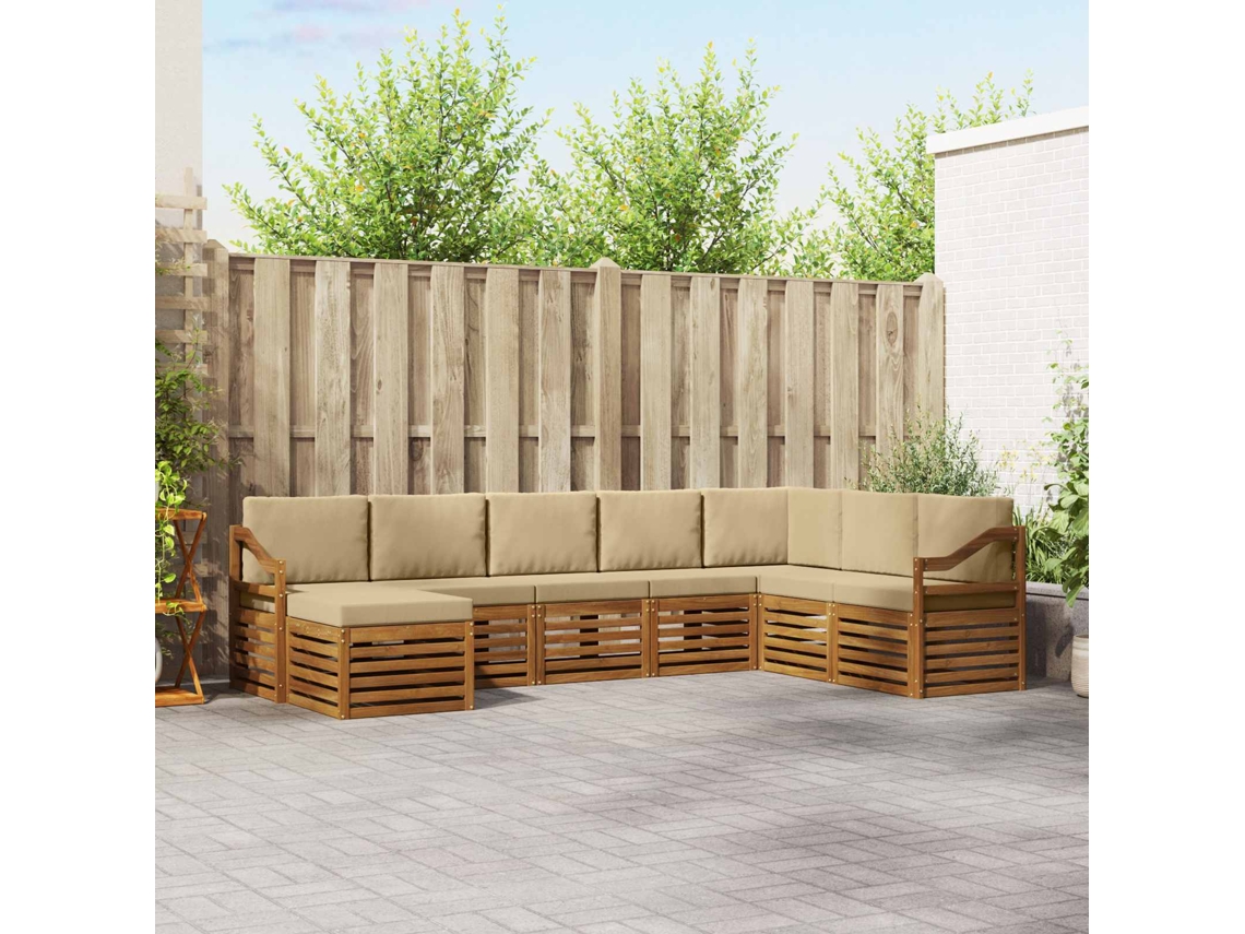 Vidaxl Conjunto De Sofás Para Exterior 8 Unid. Natural E Bege