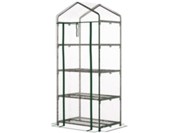 Estufa de jardim transparente com 4 prateleiras e cobertura de PVC em aço para cultivo de plantas e flores, 70x50x160cm
