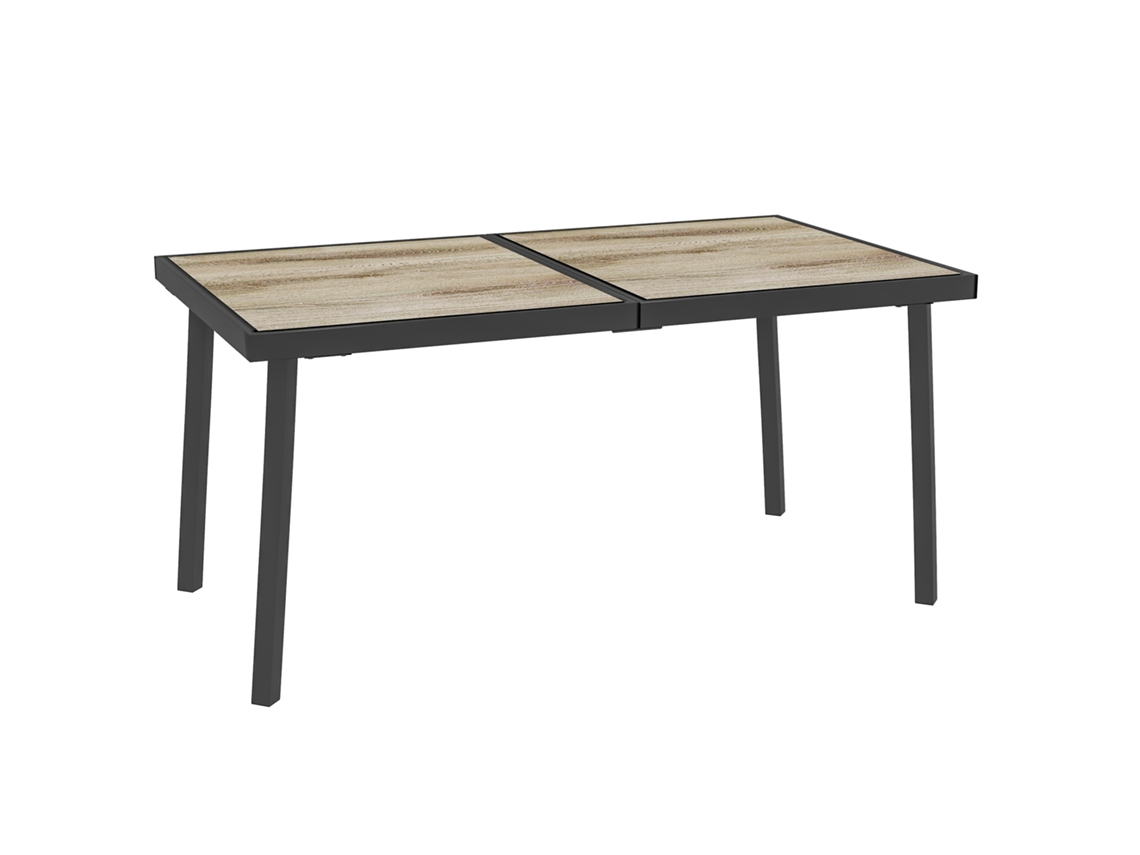 Mesa Jardim Cinza 145x85cm, 6p, Aço, Madeira.-gx