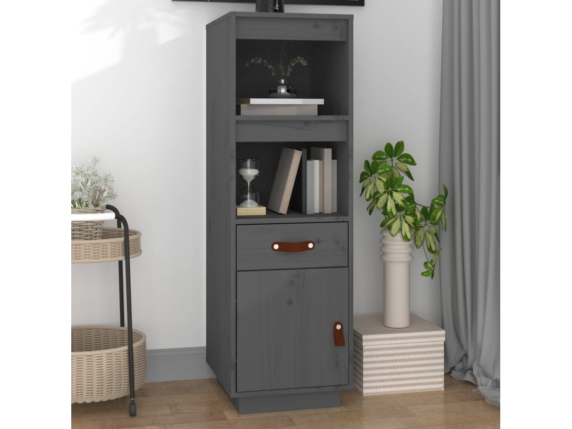 Aparador Alto 34x40x108,5 cm Pino Macizo Gris