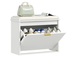 Banco para Sapatos com Almofada Estofada e Gaveta Dobrável para Corredor, Quarto,, 62 X 26 X 47,5 Cm Branco