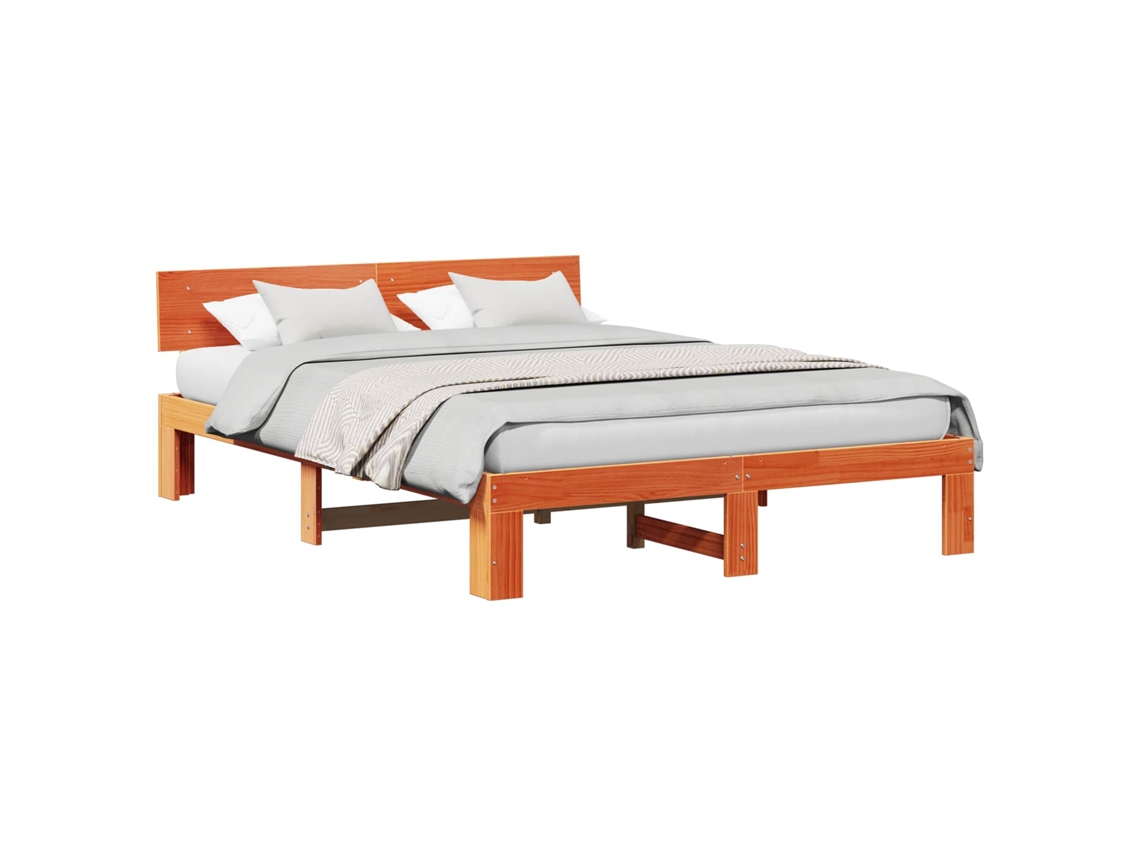 Estrutura da Cama com Cabeceira Marrom Cera 140x200 cm MAISON EXCLUSIVE