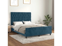 Vidaxl Estrutura de Cama Sem Colchão 140x190 Cm Veludo Azul escuro