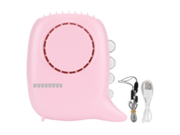 Ventoina Portátil de Pescoço Recarregável com 3 Velocidades Usb Carregamento Rosa | S/MARCA