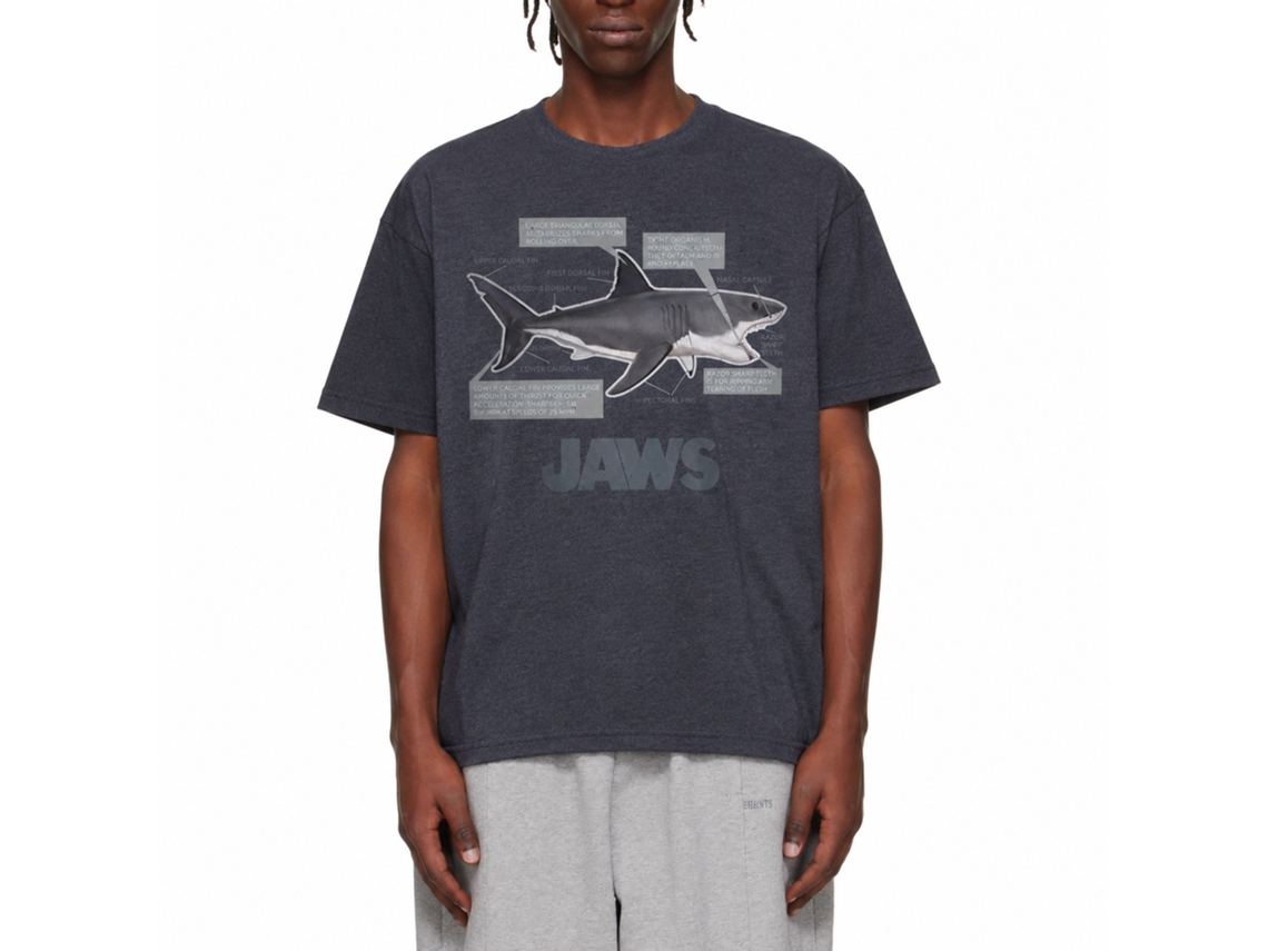 Rockinstone Jaws Movie Anatomy Heather Navy Adult T-shirt Size:l