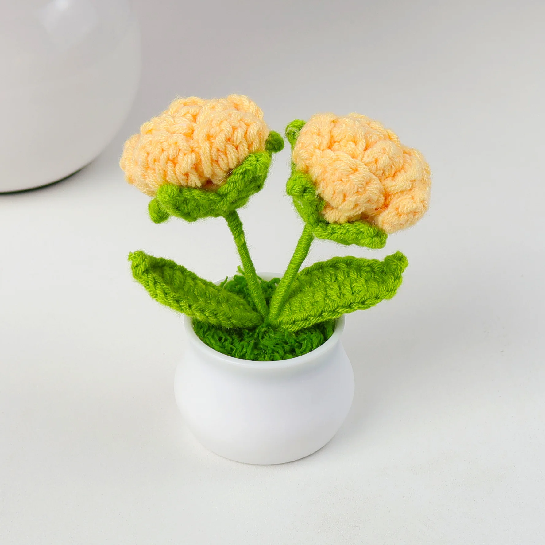 Vasos De Flores Criativos Tricotados, Mini Flores Artificiais, Plantas De Crochê Feitas À Mão