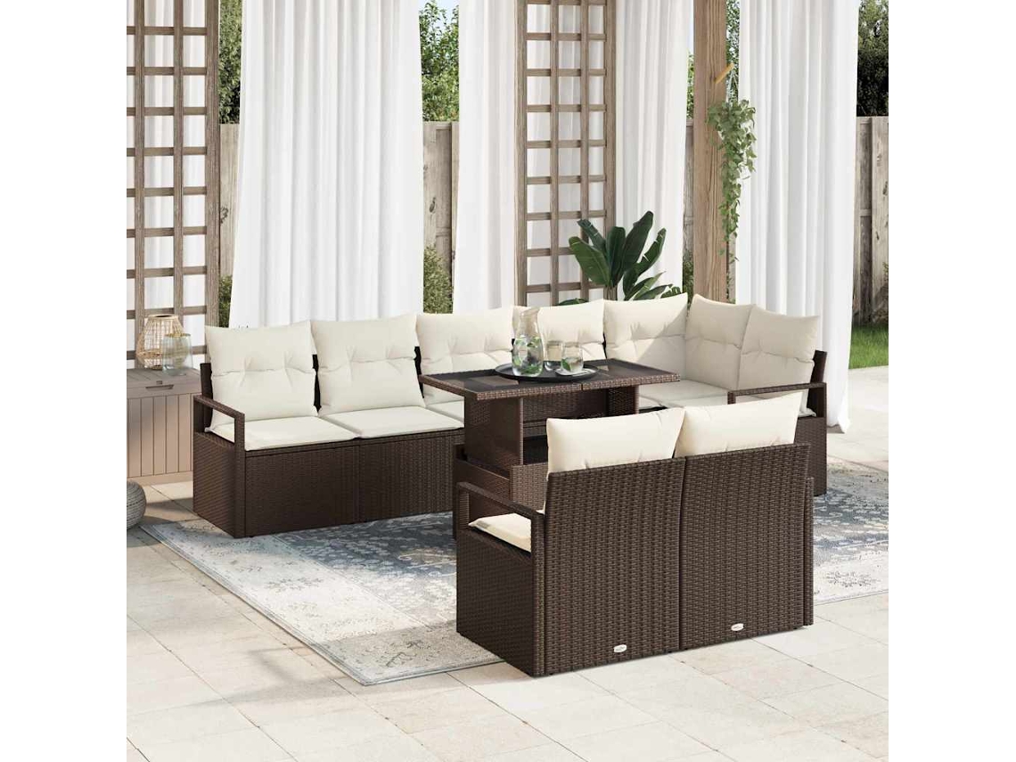 Vidaxl Conjunto De Sofá De Jardim 9 Unid. 8-número De Lugares
