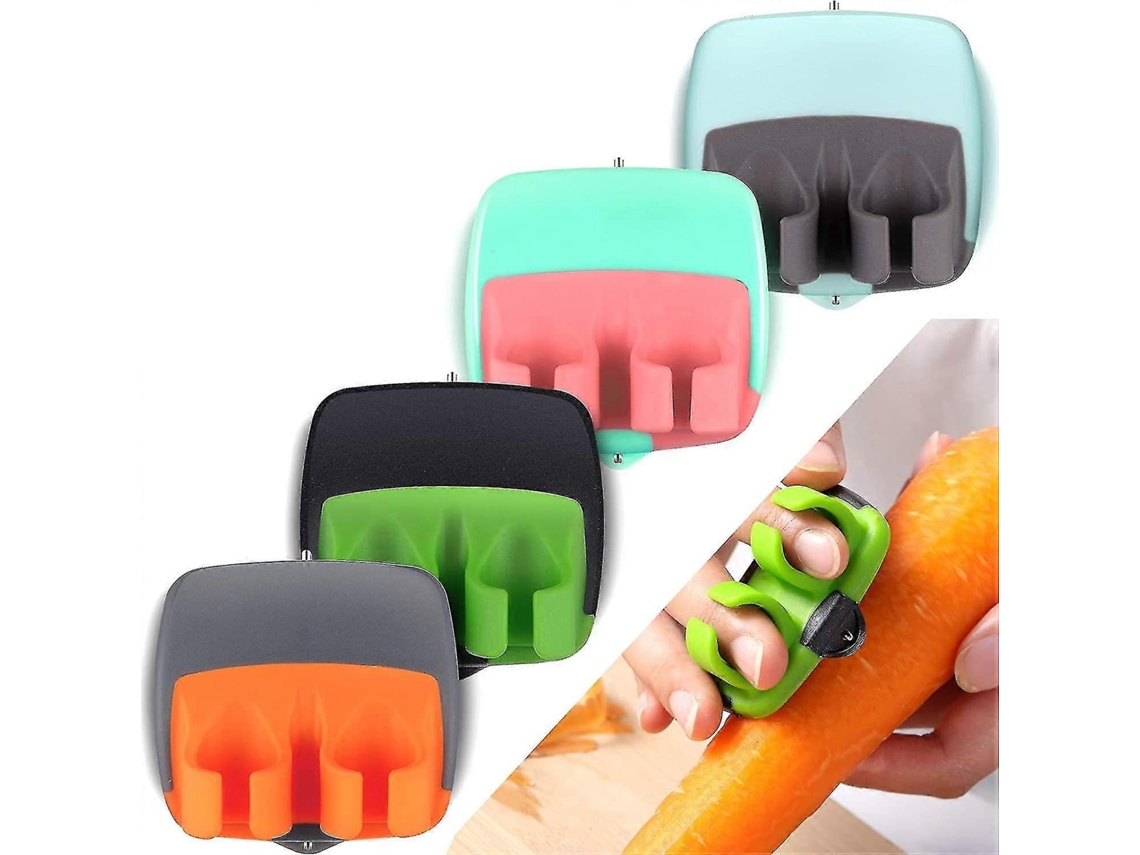 Pelador de Frutas e Verduras para Mão 4 Peças Aço Inoxidável 304 com Alça de Borracha Ergonômica